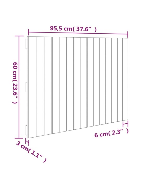 Sängynpääty seinälle hunajanruskea 95,5x3x60 cm täysi mänty