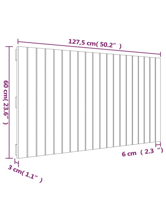 Sängynpääty seinälle hunajanruskea 127,5x3x60 cm täysi mänty