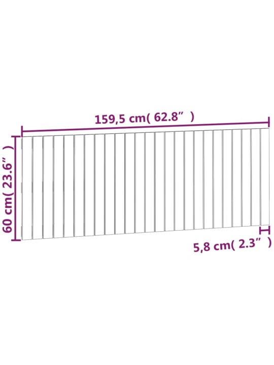 Sängynpääty seinälle harmaa 159,5x3x60 cm täysi mänty