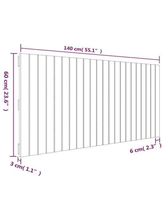 Sängynpääty seinälle harmaa 140x3x60 cm täysi mänty