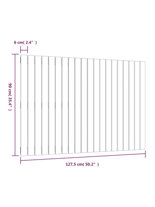 Sängynpääty seinälle harmaa 127,5x3x90 cm täysi mänty