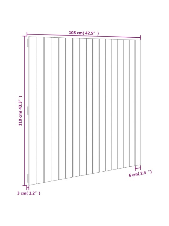 Sängynpääty seinälle harmaa 108x3x110 cm täysi mänty