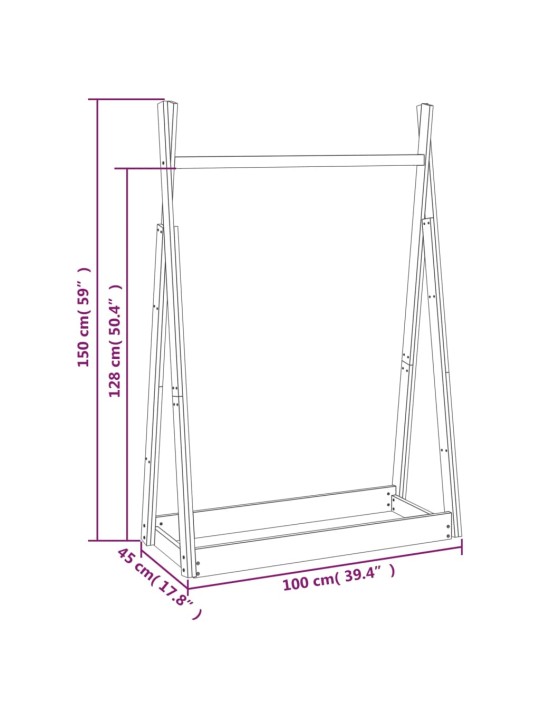 Vaateteline 100x45x150 cm täysi mänty