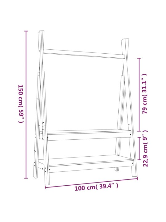 Vaateteline 100x45,5x150 cm täysi mänty