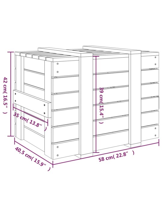 Säilytyslaatikko 58x40,5x42 cm täysi mänty