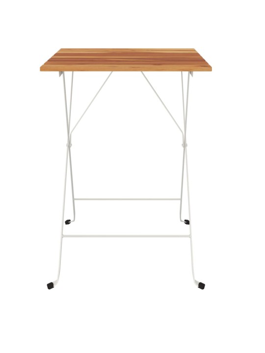 Kokoontaitettava bistropöytä 55x54x71 cm täysi tiikki ja teräs