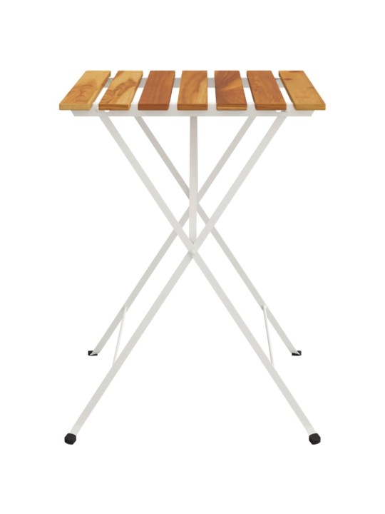 Kokoontaitettava bistropöytä 55x54x71 cm täysi tiikki ja teräs
