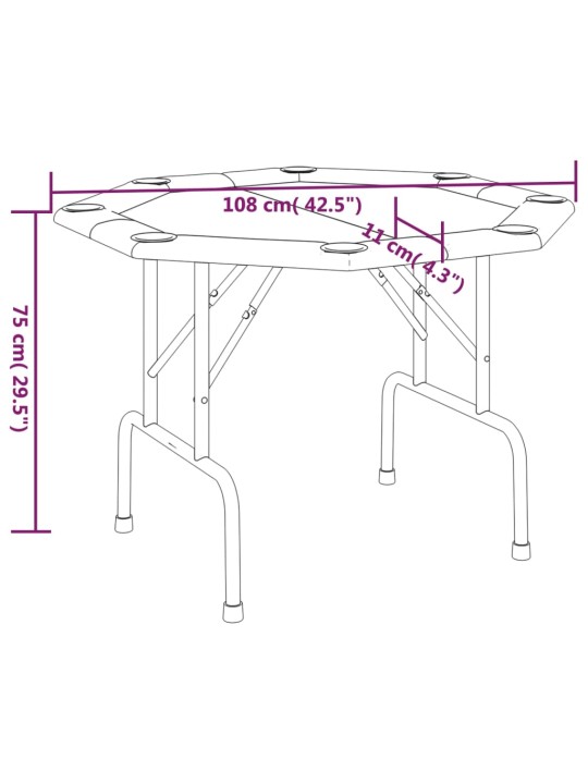 8 pelaajan kokoontaittuva pokeripöytä sininen 108x108x75 cm