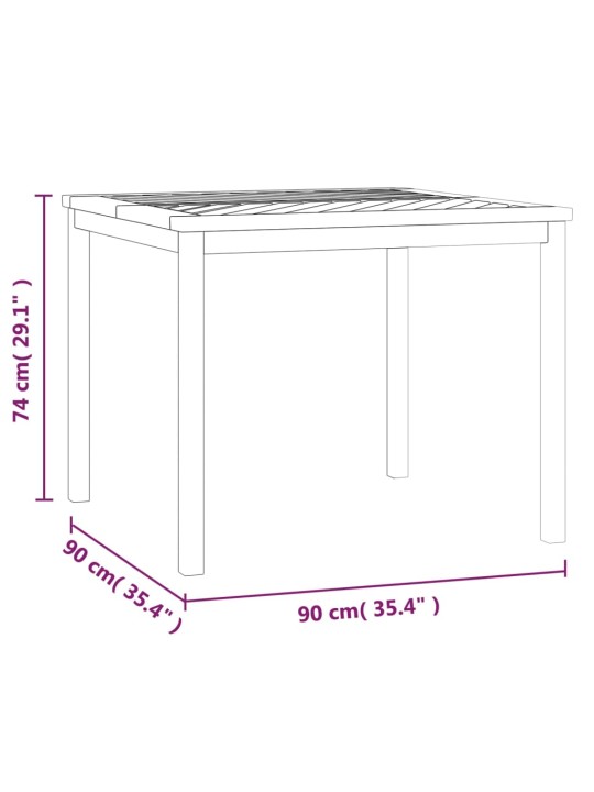 Ulkoruokapöytä 90x90x74 cm täysi akasiapuu