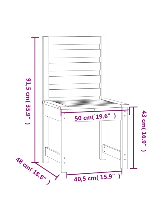 Puutarhatuolit 2 kp 40,5x48x91,5 cm täysi mänty