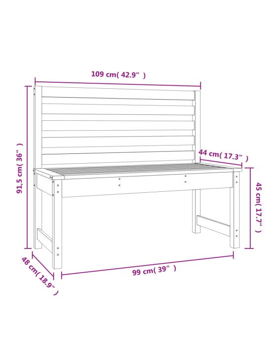 Puutarhapenkki 109 cm täysi mänty