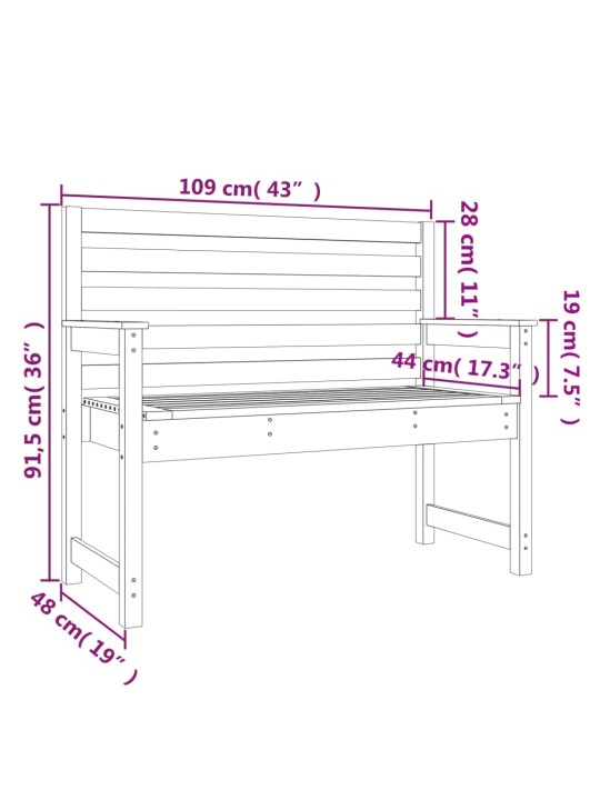 Puutarhapenkki harmaa 109x48x91,5 cm täysi mänty