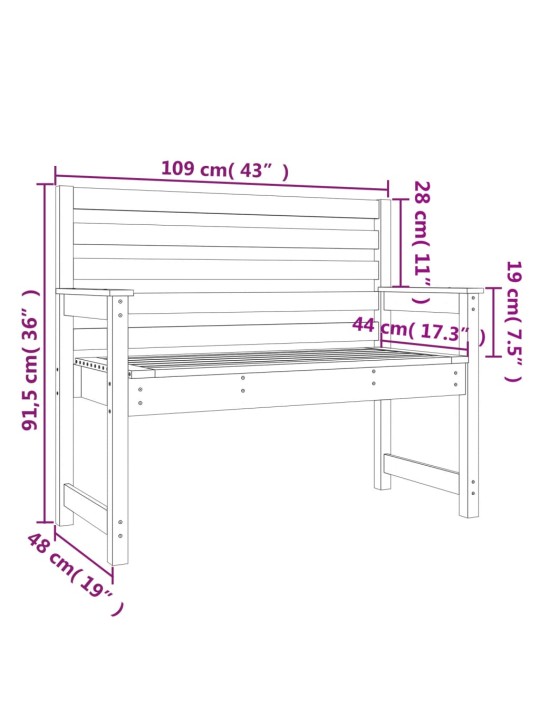 Puutarhapenkki hunajanruskea 109x48x91,5 cm täysi mänty