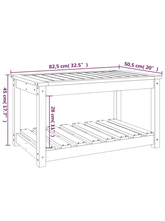 Puutarhapöytä 82,5x50,5x45 cm täysi mänty