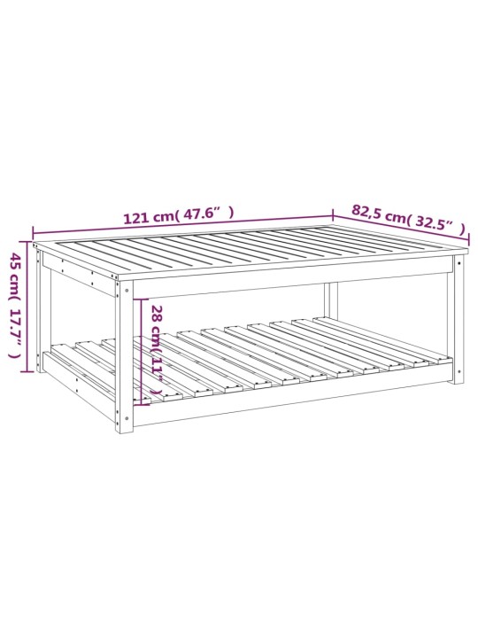 Puutarhapöytä 121,5x82,5x45 cm täysi mänty