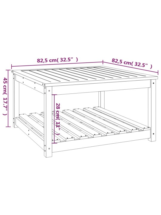 Puutarhapöytä 82,5x82,5x45 cm täysi mänty