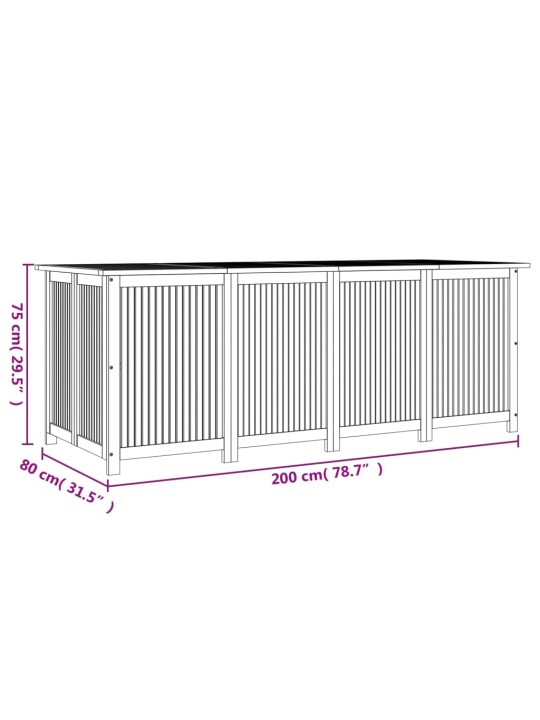Ulkosäilytyslaatikko 200x80x75 cm täysi akasiapuu
