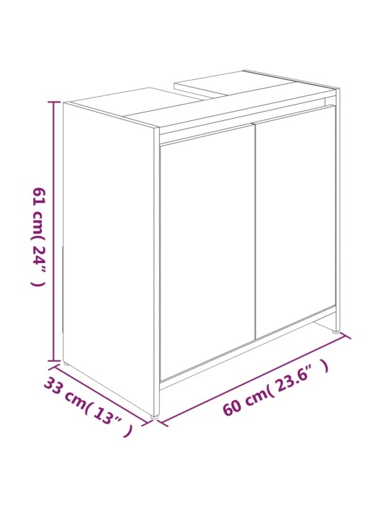 Kylpyhuoneen kaappi ruskea tammi 60x33x61 cm tekninen puu