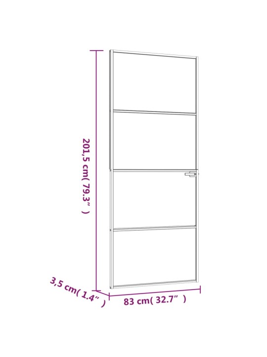 Sisäovi musta 83x201,5 cm karkaistu lasi ja alumiini ohut