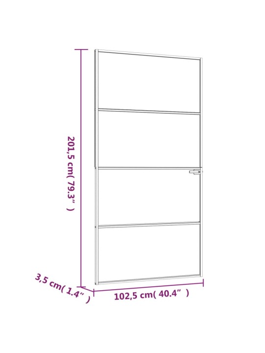 Sisäovi musta 102x201,5 cm karkaistu lasi ja alumiini ohut