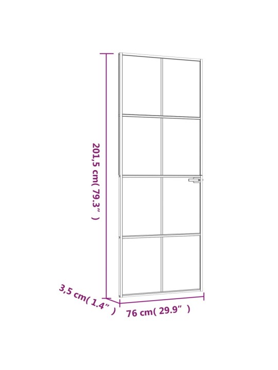 Sisäovi musta 76x201,5 cm karkaistu lasi ja alumiini ohut