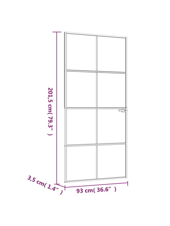 Sisäovi musta 93x201,5 cm karkaistu lasi ja alumiini ohut