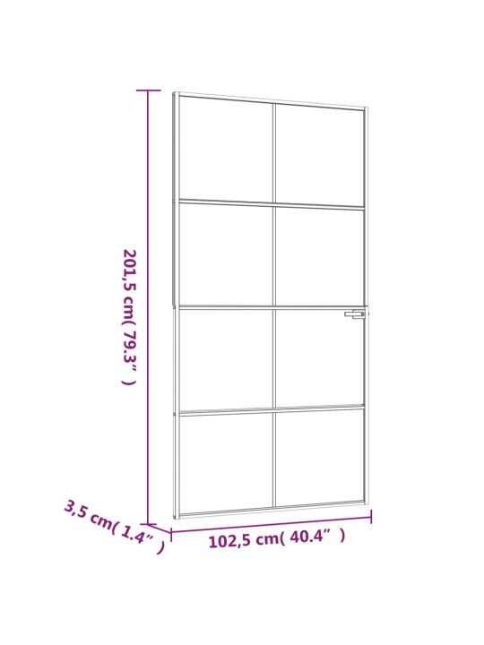 Sisäovi musta 102x201,5 cm karkaistu lasi ja alumiini ohut