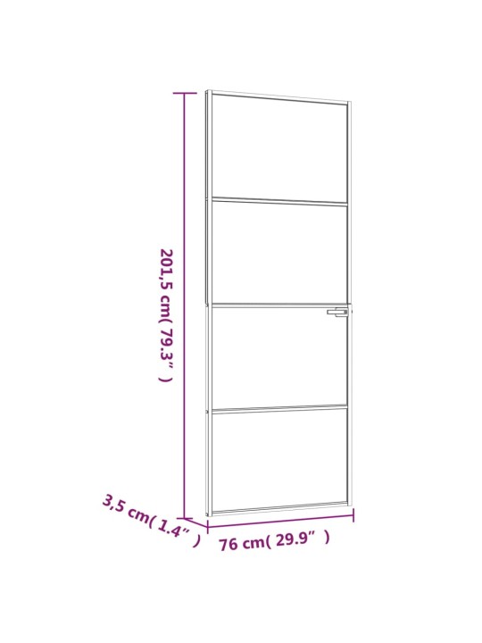 Sisäovi valkoinen 76x201,5 cm karkaistu lasi ja alumiini ohut