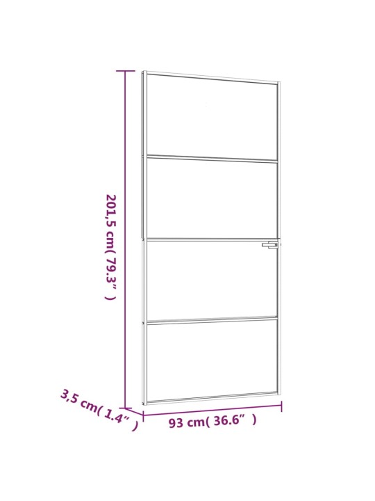 Sisäovi valkoinen 93x201,5 cm karkaistu lasi ja alumiini ohut