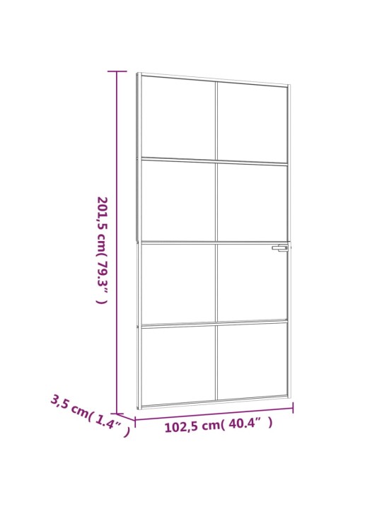 Sisäovi valkoinen 102x201,5 cm karkaistu lasi ja alumiini ohut