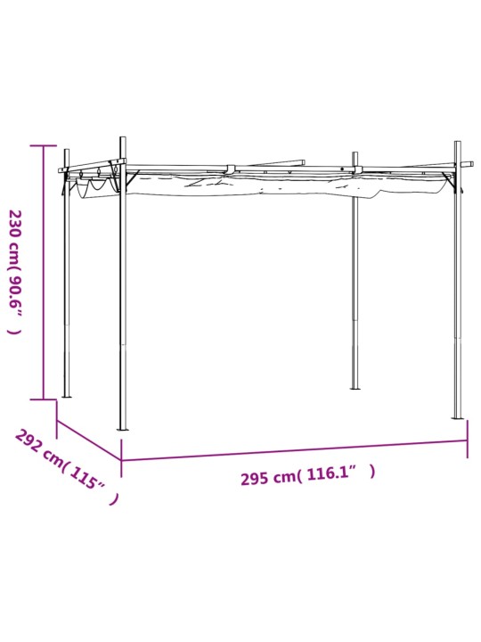 Pergola sisäänvedettävä katto taupe 295x292x230 cm