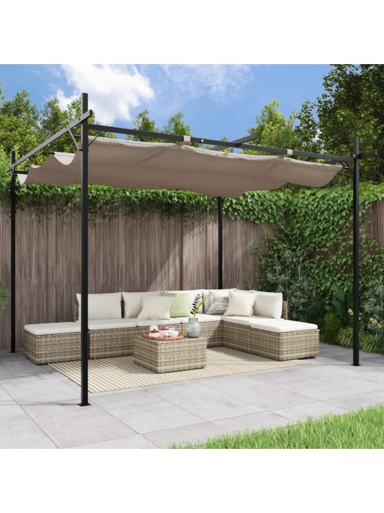 Pergola sisäänvedettävä katto taupe 295x292x230 cm