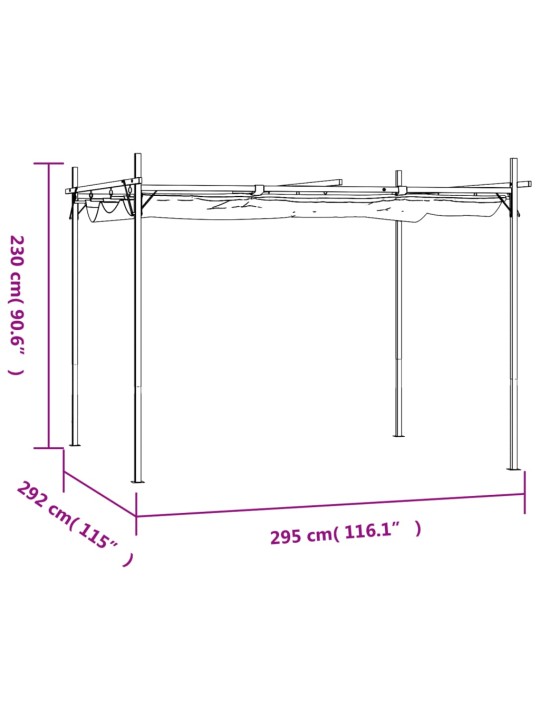 Pergola sisäänvedettävä katto antrasiitti 295x292x230 cm