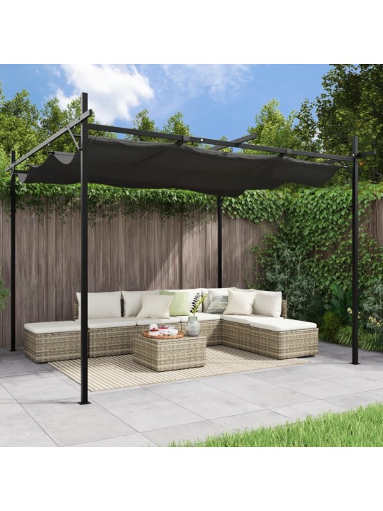 Pergola sisäänvedettävä katto antrasiitti 295x292x230 cm