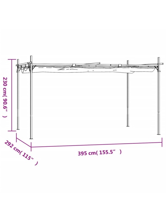 Pergola sisäänvedettävä katto antrasiitti 395x292x230 cm