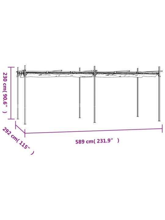 Pergola sisäänvedettävä katto taupe 589x292x230 cm