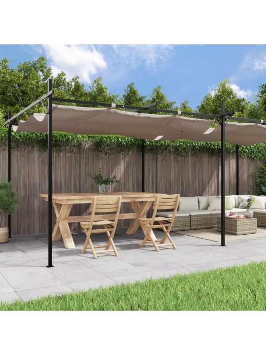 Pergola sisäänvedettävä katto taupe 589x292x230 cm