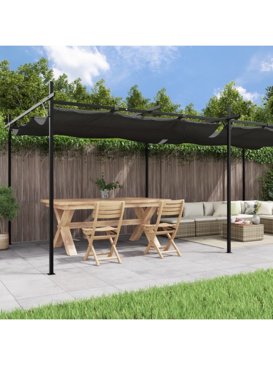 Pergola sisäänvedettävä katto antrasiitti 589x292x230 cm