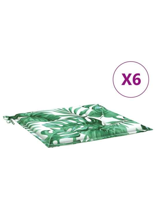 Istuintyynyt 6 kpl lehtikuvio 50x50x3 cm kangas