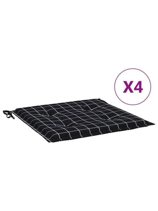 Istuintyynyt 4 kpl musta ruutukuvio 50x50x3 cm kangas