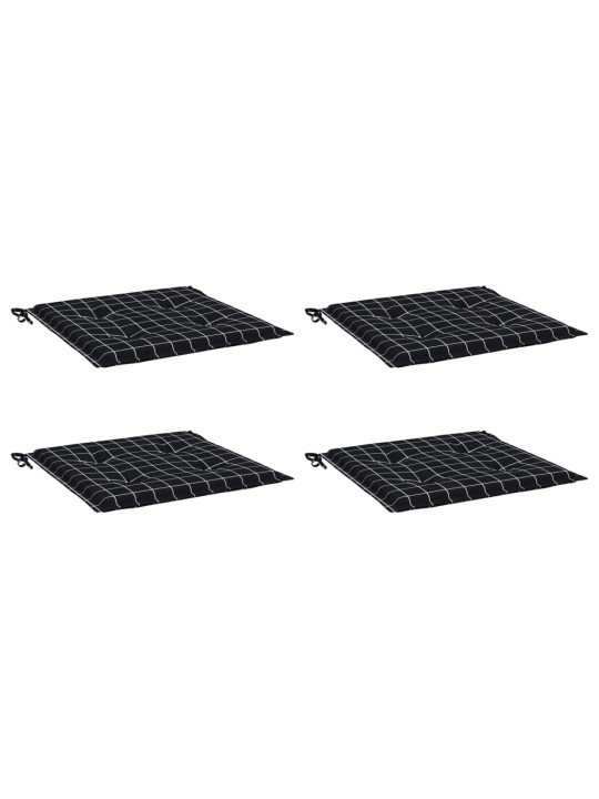 Istuintyynyt 4 kpl musta ruutukuvio 50x50x3 cm kangas