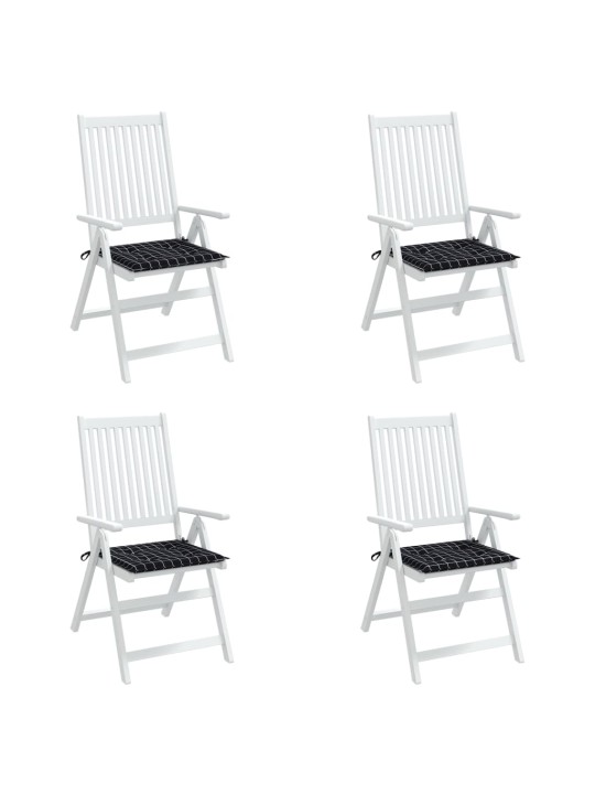 Istuintyynyt 4 kpl musta ruutukuvio 50x50x3 cm kangas