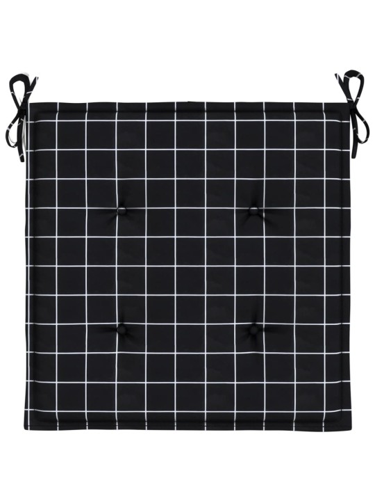 Istuintyynyt 4 kpl musta ruutukuvio 50x50x3 cm kangas