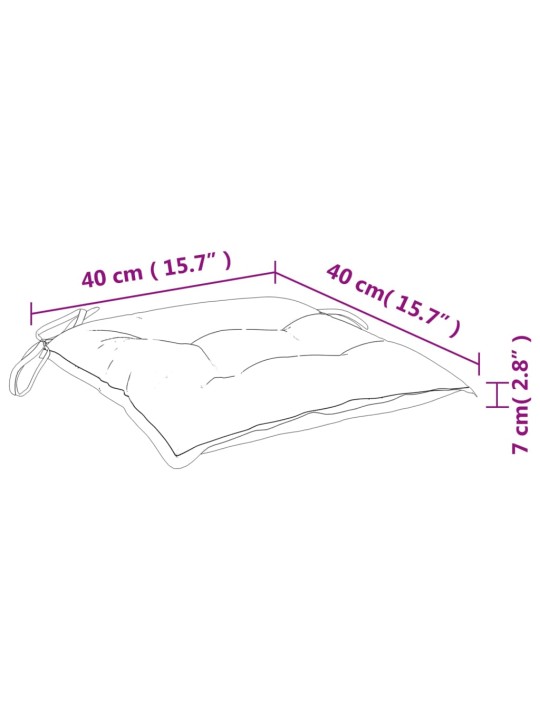 Istuintyynyt 6 kpl musta ruutukuvio 40x40x7 cm kangas