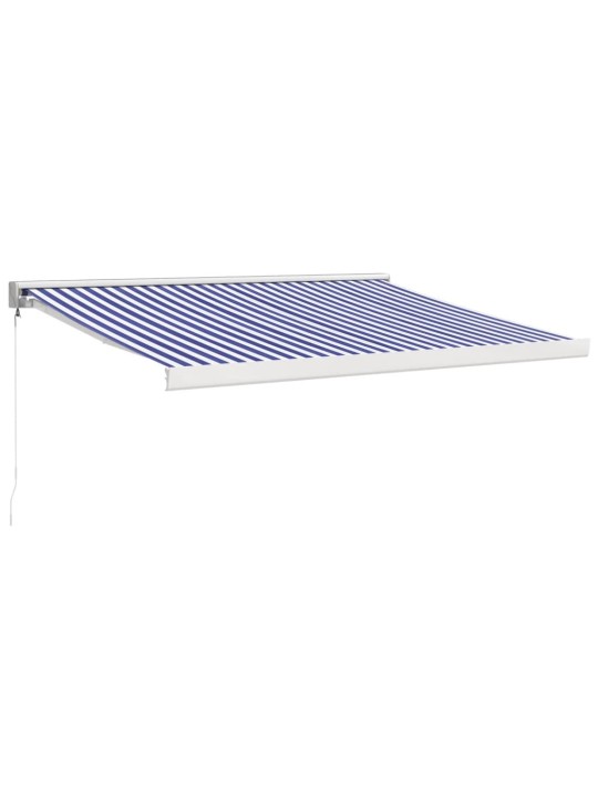 Sisäänkelattava markiisi sinivalk. 3,5x2,5 m kangas/alumiini