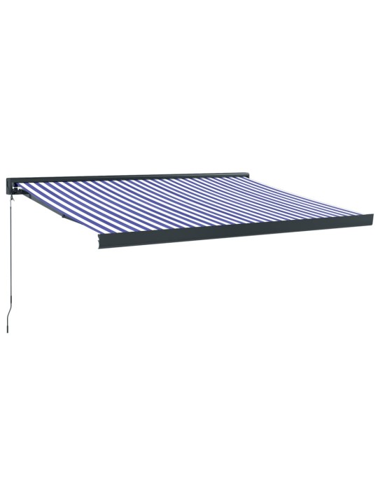 Sisäänkelattava markiisi sinivalk. 3,5x2,5 m kangas/alumiini