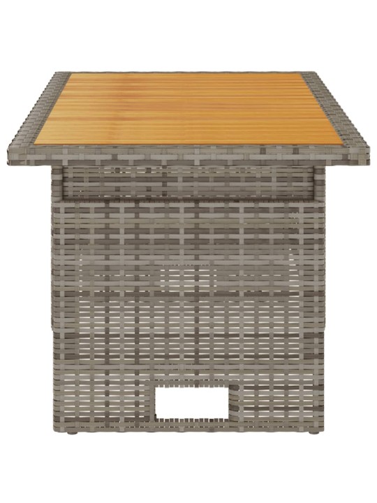 Puutarhapöytä harmaa 100x50x43/63 cm akasiapuu ja polyrottinki