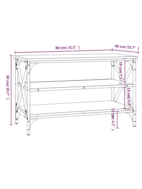 TV-taso ruskea tammi 80x40x50 cm tekninen puu