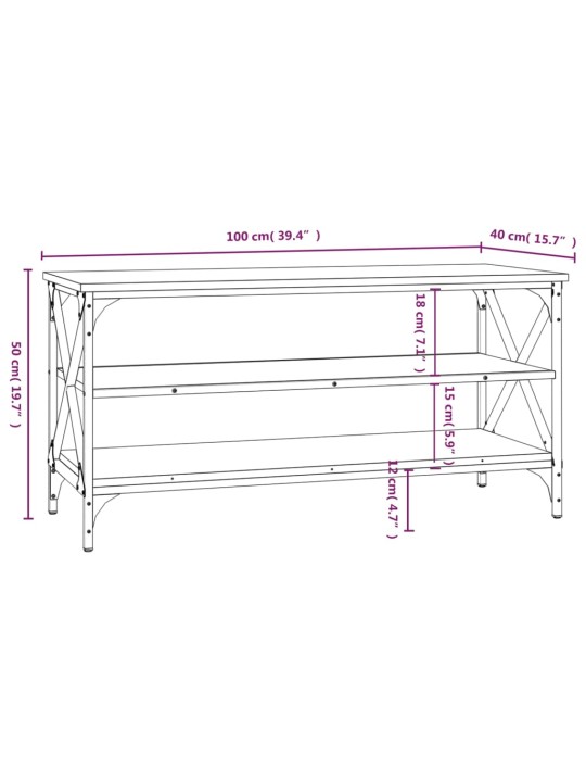 TV-taso ruskea tammi 100x40x50 cm tekninen puu
