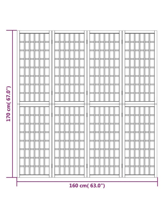 Tilanjakaja 4 paneelia japanilaistyylinen 160x170 cm